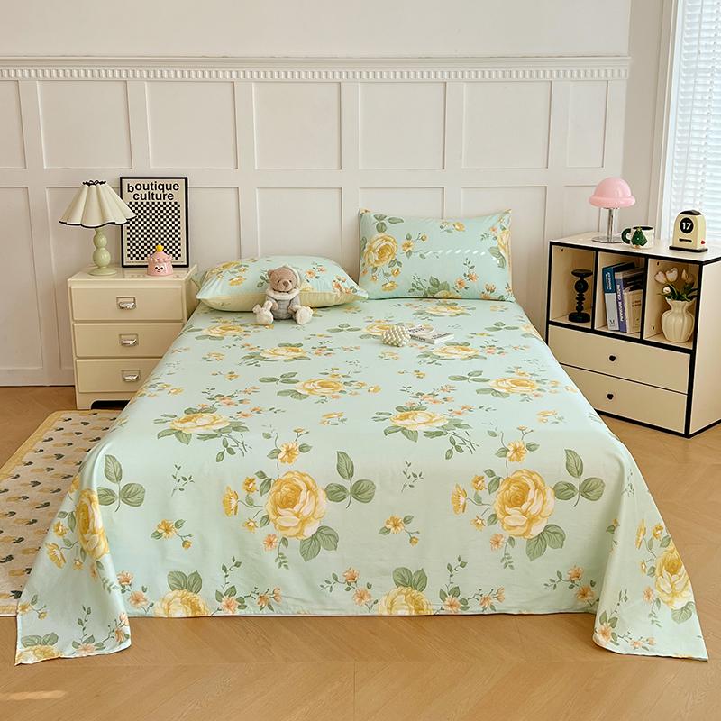 100% Cotton Floral Printing Bed Sheet Comfortable Skin Friendly Queen Flat Sheets for Bed High Quality Pure Cotton Bedsheet King