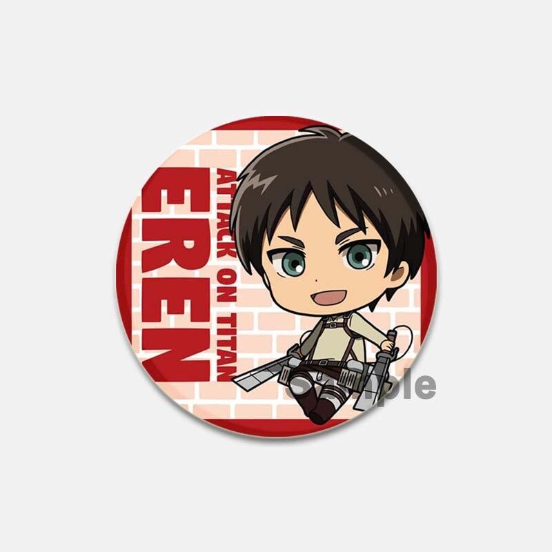 58 мм модные ювелирные аксессуары, значок «Атака Титанов», аниме-фигурка, Леви Микаса, булавки для лацканов, мультяшная косплей, одежда, сумка, броши, подарки