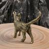 Retro Brass Little Cat Statue Creative Interesting Mini Long-Tailed Cat Tabletop Ornament Miniature Home Decor Tea Pet Crafts