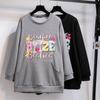 2025 Women's Fleece Crew Neck Sweatshirt with Printed Letter, Kangaroo Pocket, and Long Sleeves