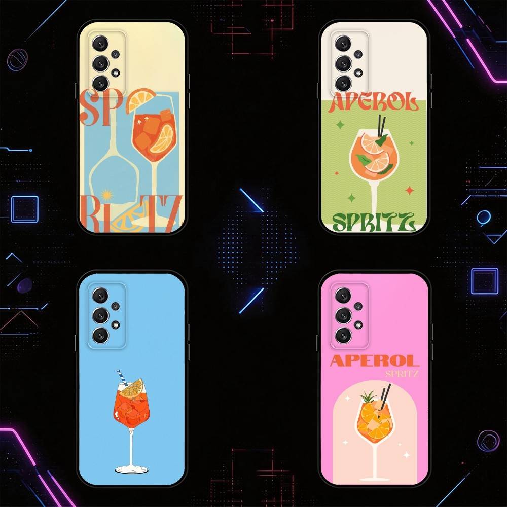 Чехол для телефона A-Aperol Spritz для Samsung S25,24,21,22,23,30,Ultra,20,Plus,Fe,Lite,Note Мягкий черный чехол