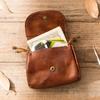 Retro Plant Mixed Leather Handmade Leather Card Bag, Men's and Women's Mini Small Change Bag, First Layer Cowhide Ultra-thin Driver's License