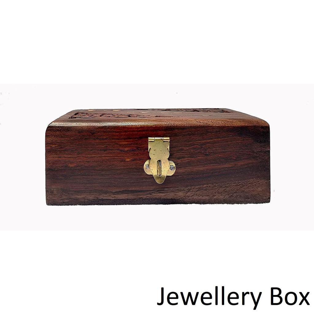 Деревянная шкатулка для украшений ручной работы для женщин, деревянный органайзер для украшений, вырезанный вручную, с замысловатой резьбой, подарочный предмет 6x4 дюйма