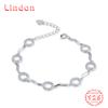 Lindon Women Zircon 925 Sterling Silver Jewelry Geometric Bead Chain Link Bracelet Fashion Fine Wedding Gift for Girlfriend