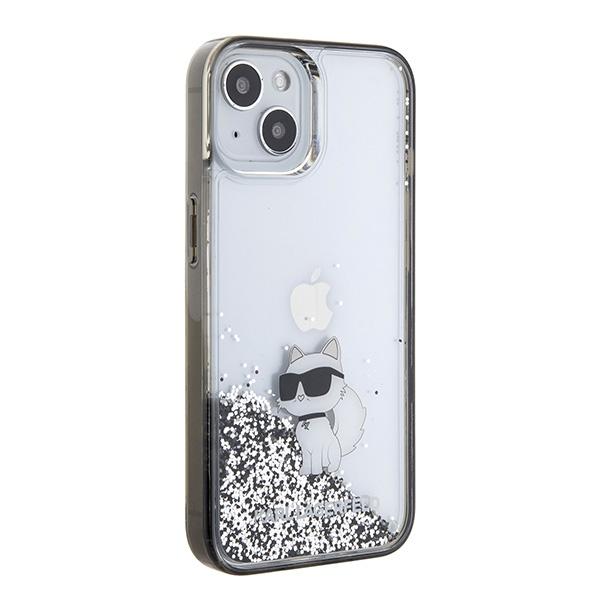 Karl Lagerfeld Klhcp15Slkcnsk Чехол для iPhone 15 / 14 / 13 6.1 Прозрачный Жесткий Чехол Жидкий Глиттер Choupette