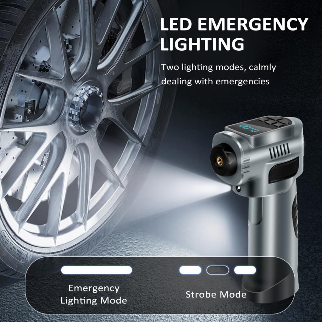 Накачка шин Портативный воздушный компрессор 4-в-1 Беспроводной электрический воздушный насос Стартер/Воздушный компрессор с аварийным освещением для автомобиля