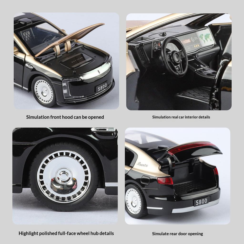 New Energy Vehicle 1/32 Scale S800 Model Toy Metal Die-casting Sound and Light Suitable for Children Over 3 Years Old Toy Car