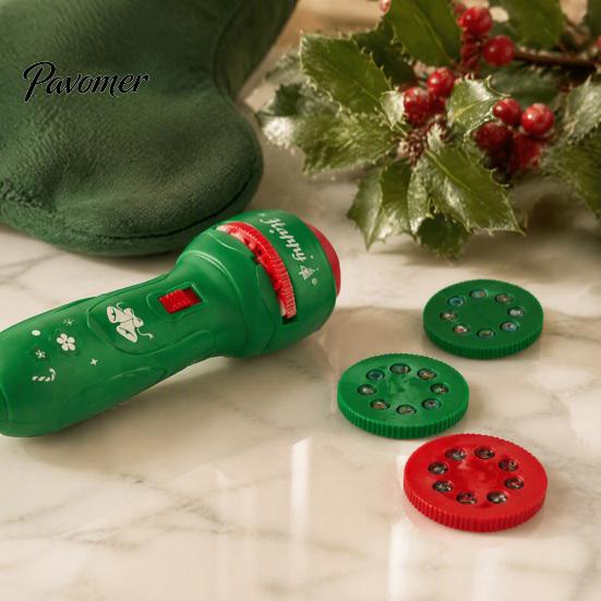 Xmas Projection Flashlight Kids Christmas Projector with 24/32 Patterns, LED Cartoon Torch, Handheld Lamp Educational Films, Boys Girls Holiday