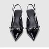 2024 Ladies Summer New Fashion Metal Buckle Designer Sexy Pointed Sandals Outdoor Casual Party Wear Women High Heels Zapatos