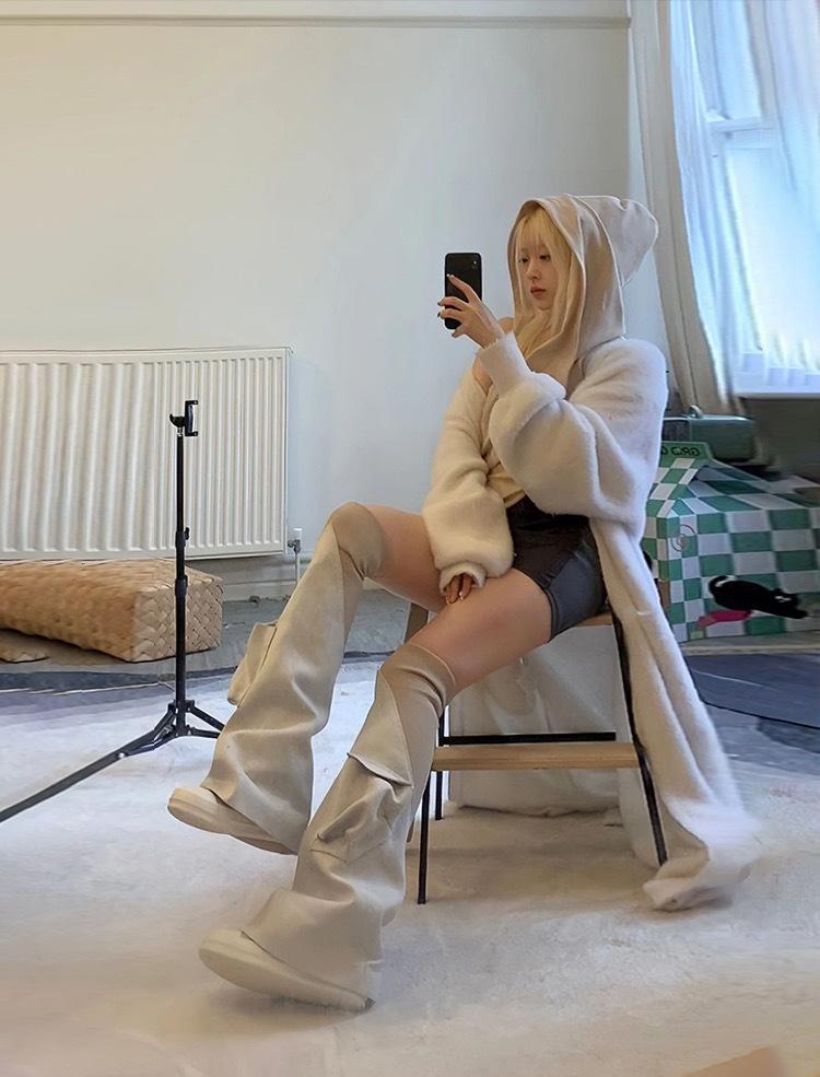 Мода Мода Бедро Выше Колена Высокие Сапоги Женщины Холст Стрейч Роскошный Эластичный Повседневный Черный Дизайнер Весна Осень Носки Обувь