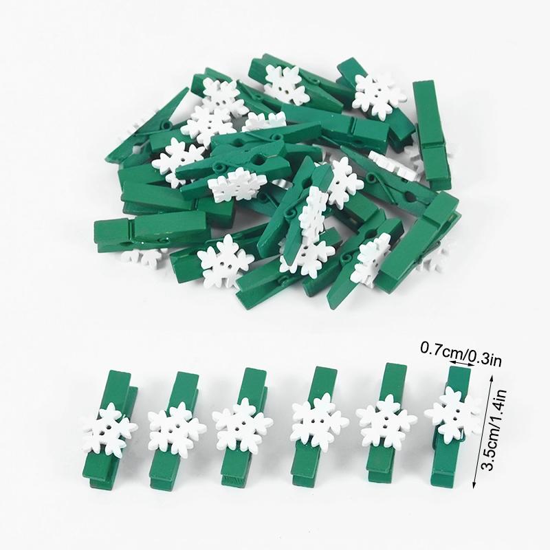 20Pcs Christmas Wooden Clips New Year Party Photo Wall Clip DIY Christmas Ornaments Decoration for Home Xmas Tree Snowflake Pegs