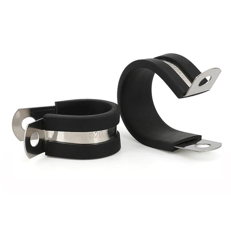 6-50mm Stainless Steel Hose Clamp Rubber Lined Clips Wiring Hose Clamp R-Type Pipe Mounting Fix Bracket Cable Fasteners Hardware