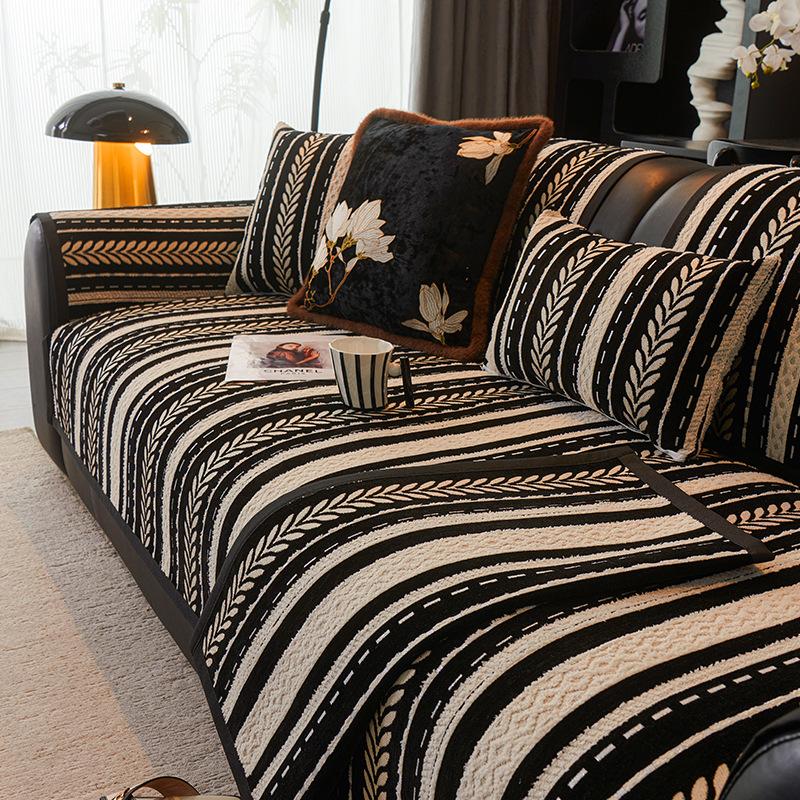Sofa Cushion Non-Slip Retro Four-Season Universal Medium And Ancient Style Straight Row Sofa Seat Cushion Cover Cloth High-End Sofa Cover Towel