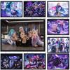 Game League Of Legends Figure KDA Poster LOL Evelyn Kasha Ahri Sexy Girl Canvas Painting Neon Style Wall Art Pictures Home Decor