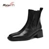 Hot Selling Ladies Chelsea Boots Autumn Winter New Square Toe Elastic Band Slip On Block High Heels Ankle Booties Botas De Mujer