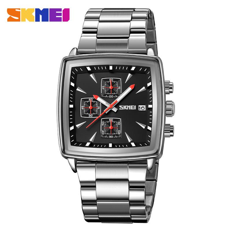 Новые кварцевые часы мужские прямоугольные наручные часы мужские роскошные деловые часы с хронографом Relogio Masculinoes