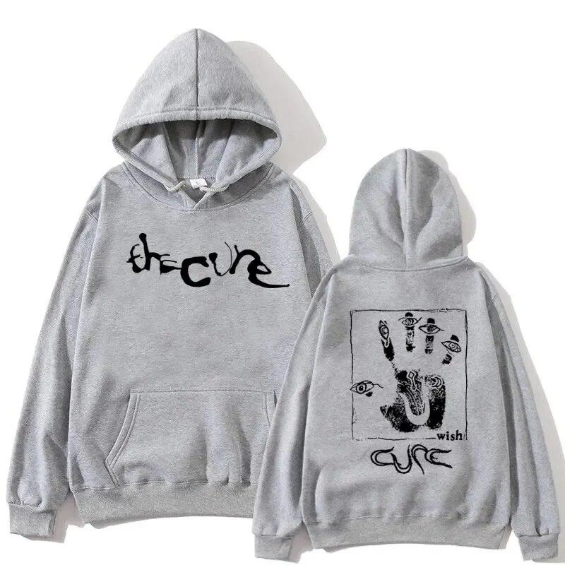 90S Rock Band The Cure Wish Print Hoodies Unisex Women Fashion Sweatshirt Harajuku Oversized Gothic Hip Hop Fleece Pullover Hoodie