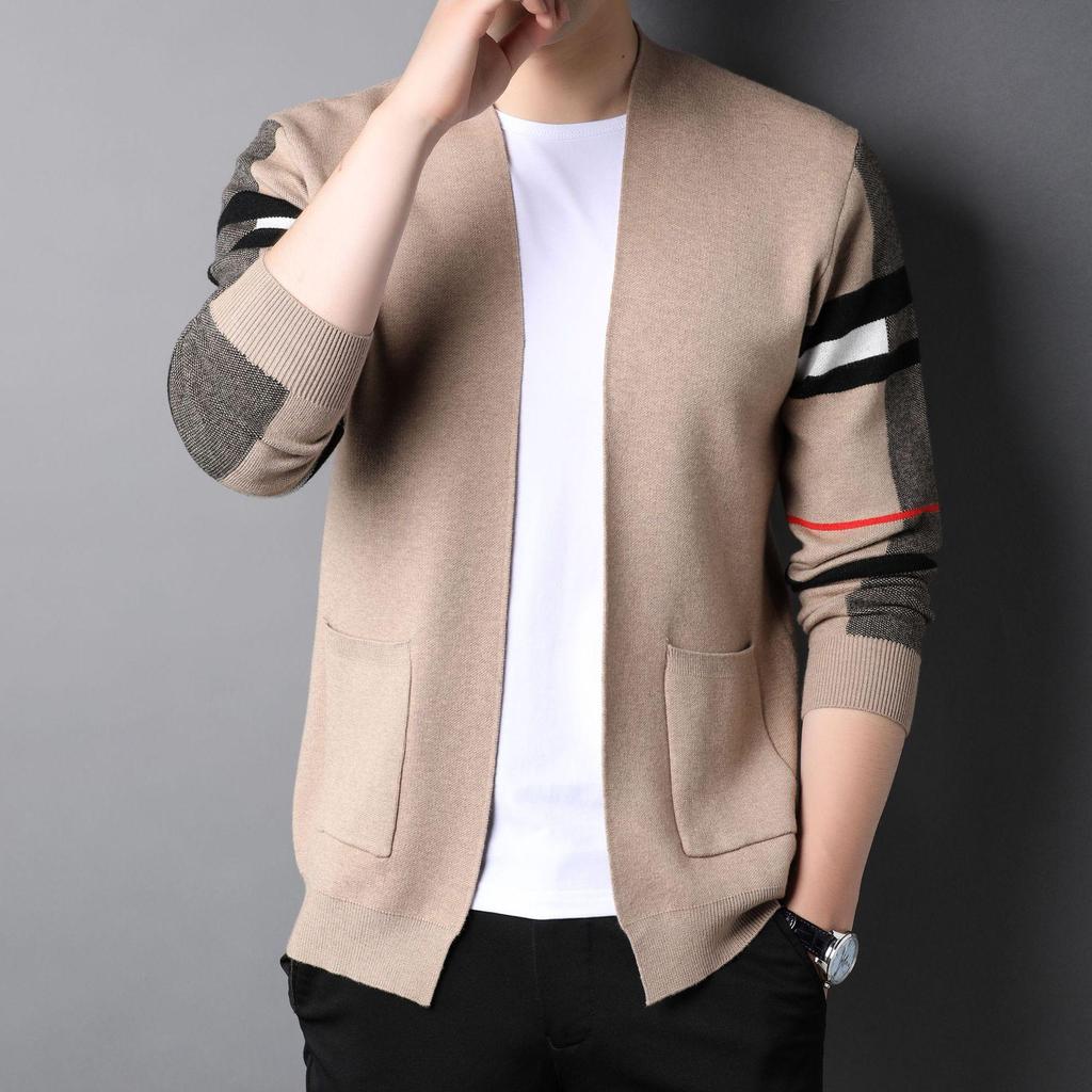 Men's Slim Fit Long Sleeve Knitted Cardigan - Spring/Autumn Casual Businesswear
