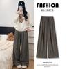 Black and Gray Plaid Pants Children's New Autumn High Waist Drape Loose Casual Small Woolen Wide-leg Pants