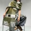 Niche Design Sense Wool Plaid Contrasting Color Scarf Women's Autumn and Winter Warm Scarf High-end Tassel Shawl