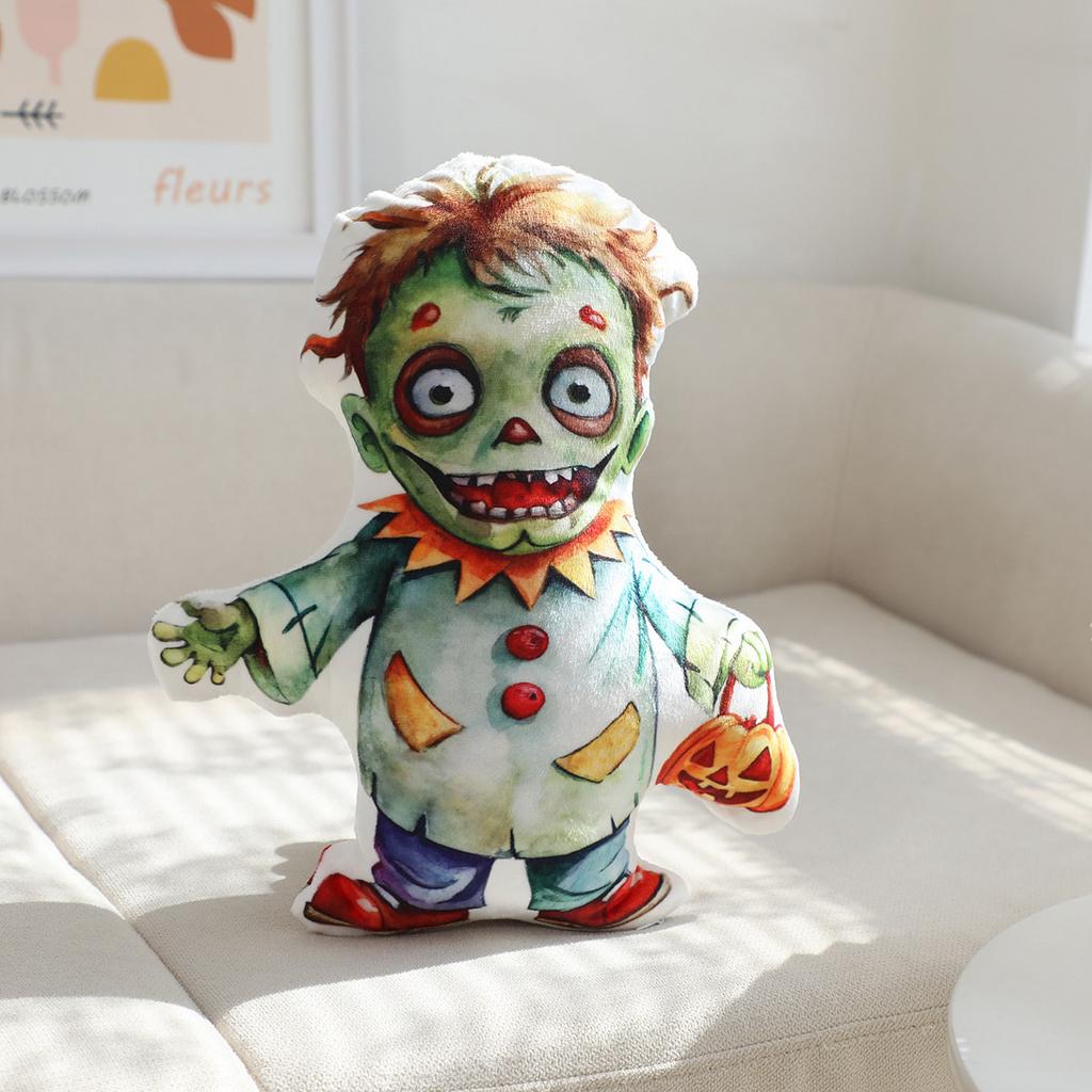 35cm Halloween Orange Pumpkin Zombie Plush Toys Funny Creative Pumpkin Human Skeleton Cushion Cute Stuffed Toys Halloween Gifts