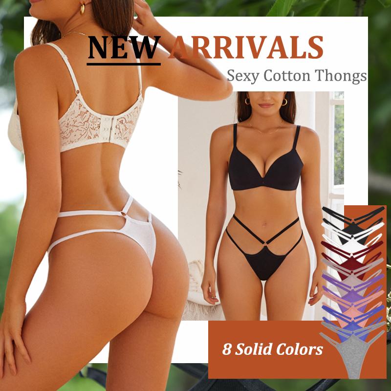 FINETOO 5 шт./компл. женские хлопковые трусики сексуальные ажурные стринги женское дышащее нижнее белье металлические кольца стринги нижнее белье эластичное с низкой посадкой