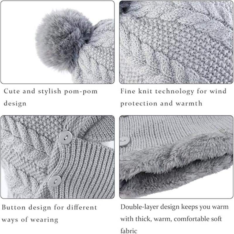 Женская зимняя утолщенная подкладка шапка термобалаклава капюшон шарф с козырьком вязаные шапки с помпоном