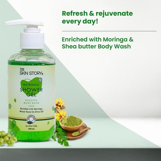 The Skin Story Reviving Body Wash Shower Gel | Для мягкой, гладкой и увлажненной кожи | с маслом моринги и оливы | Богатый антиоксидантами, без парабенов, 190 мл
