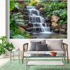 2D тропический водопад, фон для фотосъемки, зеленые растения, камни, природа