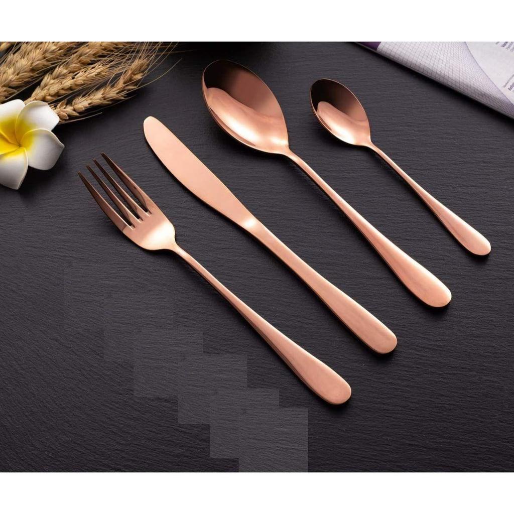 Набор столовых приборов из нержавеющей стали с зеркальной полировкой, покрытый розовым золотом, медный набор столового серебра, набор столовых приборов цвета розового золота