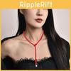 Handmade Pearl Pendant Necklace Elegant Red String Long Geometric Design For Women