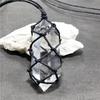 Natural Double-pointed White Crystal Column Necklace Pendant Rock Crystal Six Prisms Jewelry