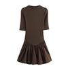 Autumn 2024 Women's European & American Style Poplin Short Sleeve Stand Collar Dress