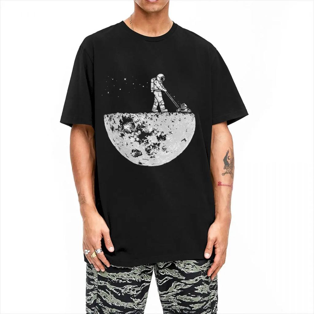 Футболка с изображением астронавта «Коси Луну» Забавные космические футболки в стиле хиппи Классическая футболка с коротким рукавом Летняя хлопковая одежда