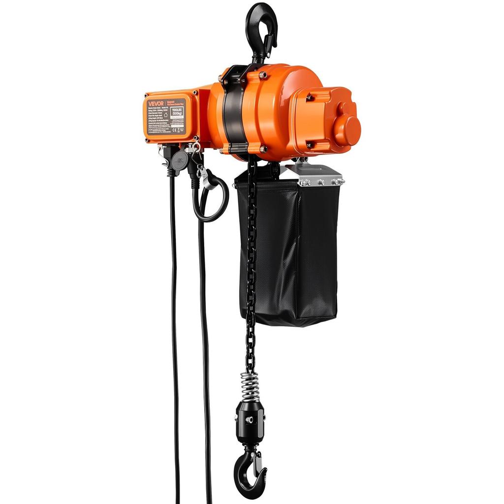 500 kg Electric Chain Hoist, 6 m Lifting Height, 230V Single Phase Overhead Crane with 100 m Wireless & 4.5 m Wired Remote Control, Power Electric