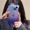 Корейский милый чехол для телефона с 3d медвежьими ушками и градиентом для Iphone 14 13 12 11 Pro Max 3d с подставкой, прозрачная защитная мягкая крышка для линз