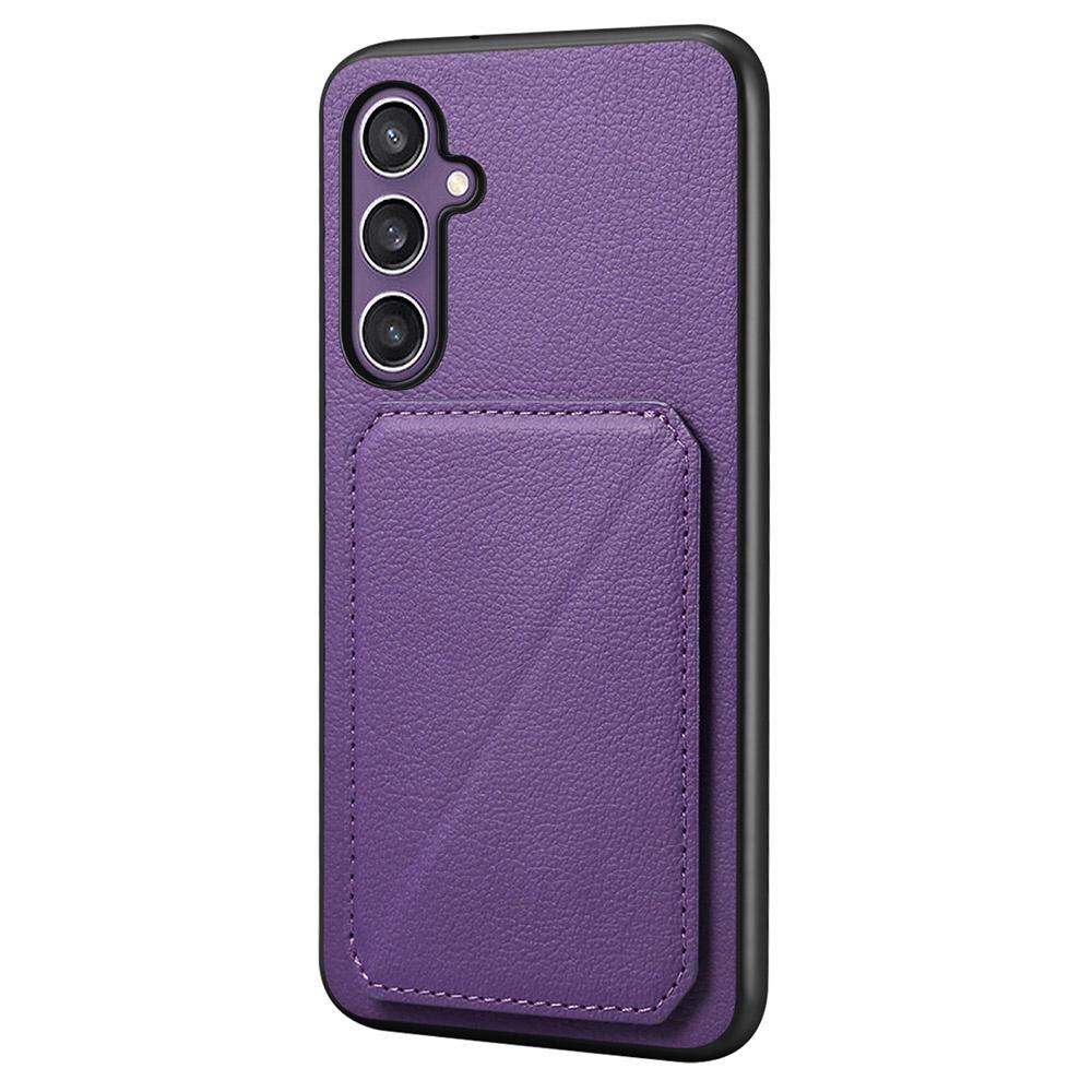 For Samsung Galaxy S25 Case Card Holder Kickstand Calf Textured Leather + PC + TPU Phone Cover
