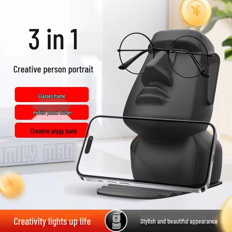 Creative Multifunctional Desktop Mobile Holder & Piggy Bank with Eyeglass Stand
