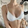 Women Lace Bra No Steel Ring Beauty Back Wrapped Chest Comfortable Daisy Brassiere Stretch Triangle Cup Padded Underwear