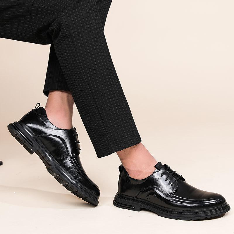 Мужская обувь из коровьей кожи первого слоя, новая осенняя, деловая, модельная кожаная обувь, мужская, британский тренд, кожаная, молодежная, одинарная обувь, мужская