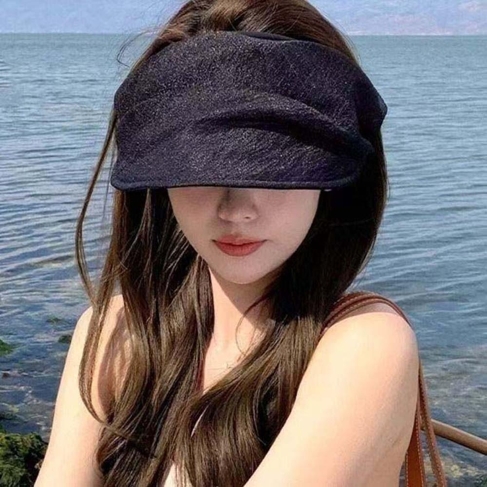 Solid Color Folding Sunshade Hat Portable Sunscreen Empty Top Hat Wide Brim Visor Caps Vacation