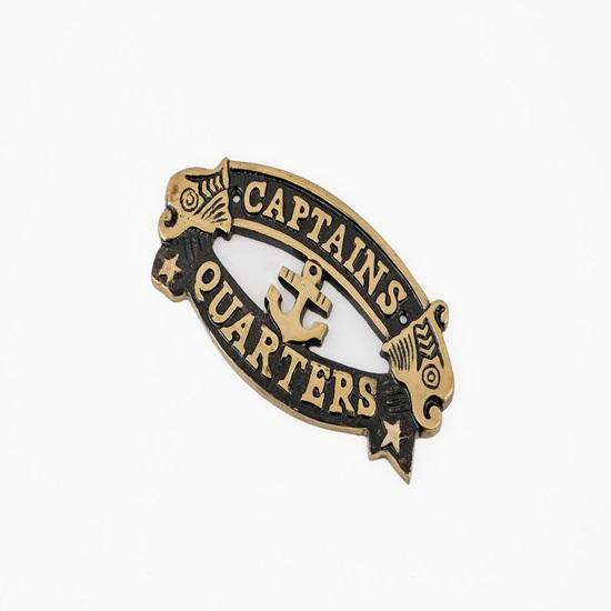 Captain's Quarters Door Plate Nautical Charm Plaque, Ship Boat Sign, Maritime Decor Wall Art for Home, Office