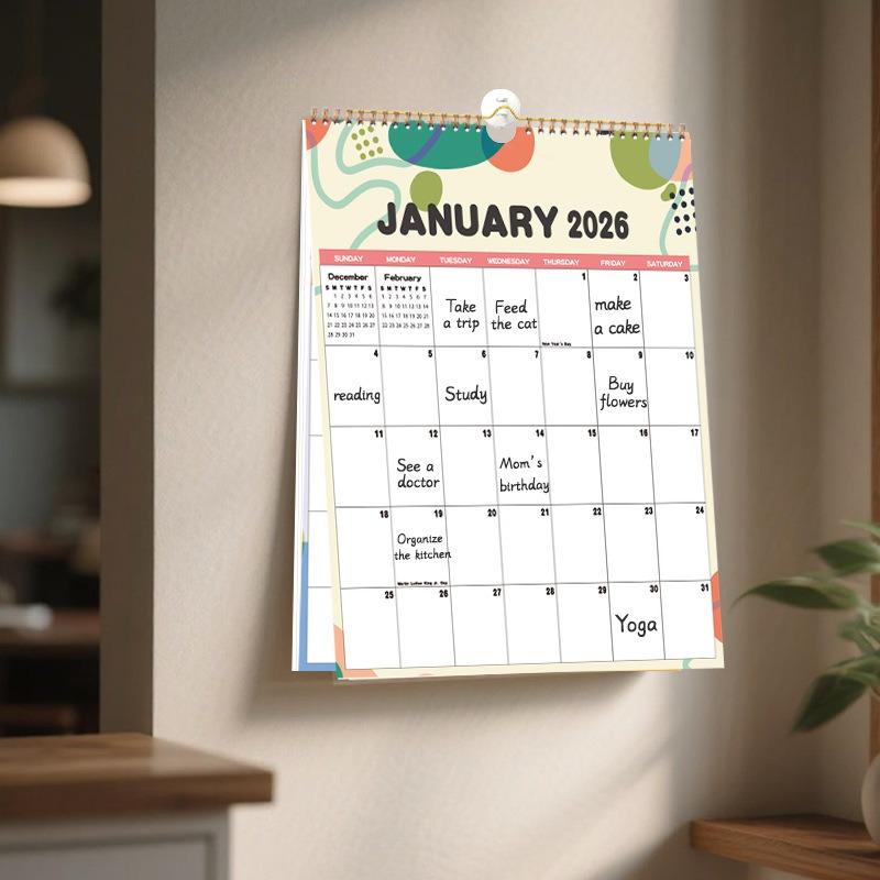 1/2 шт. Бумажный настенный календарь Ежемесячный календарь Блокнот Украшение для дома и офиса Новогодний подарок Подходит для ежедневных записей