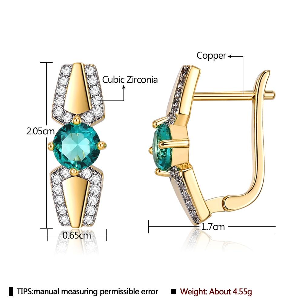 Umcho Romantic Stud Earrings Women Copper Plated Gold Color Separation Round Green Cubic Zirconia Female Anniversary Earring To Girlfriend