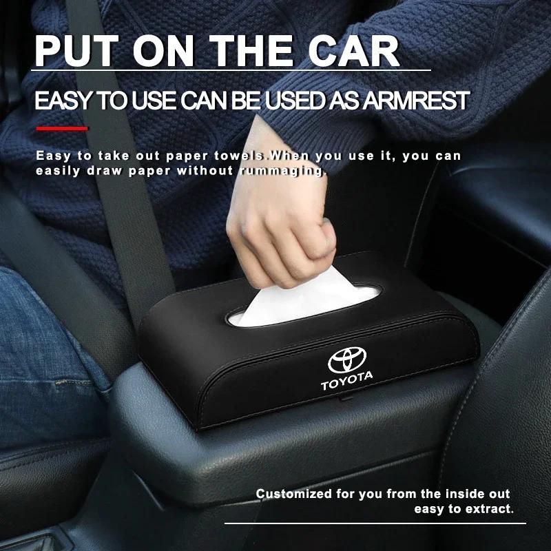 1pcs Car Tissue Box Holder Armrest Box Storage Case Emblem for Toyota TRD Corolla Camry Rav4 Yaris Hilux Prius Auris Car Accessories