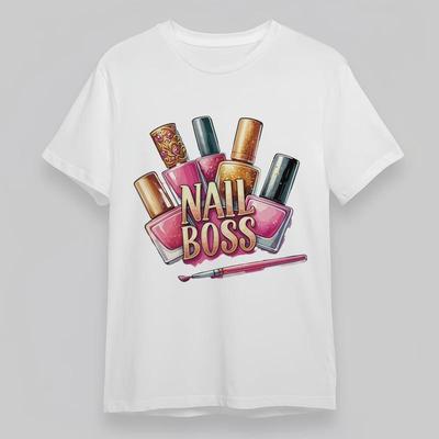 Женская Мода Большого Размера Тренд Классическая Футболка Графическая Футболка Nail Boss