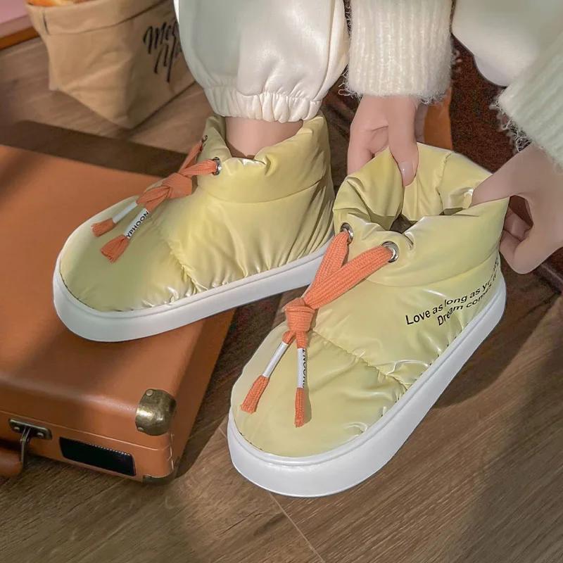 Утолщенные плюшевые зимние ботинки для женщин, пуховые водонепроницаемые нескользящие теплые зимние ботинки для женщин, удобные на мягкой подошве, повседневные хлопковые ботинки для женщин