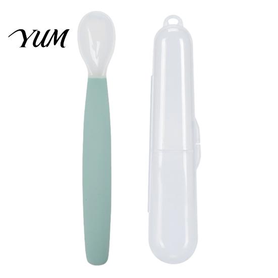 Baby Feeding Set Silicone Spoon, Soft Non Slip Training Utensil, Easy Clean Tableware Cleaning Complementary Spoon for Infants And Toddlers Tip Infant