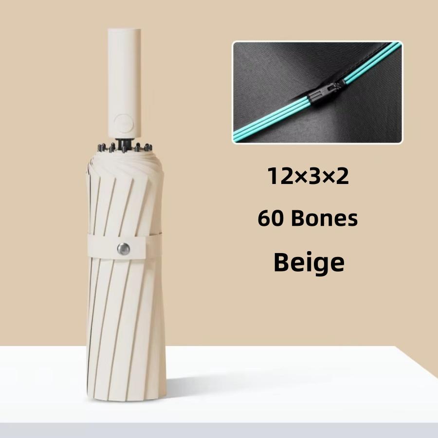 Ветрозащитный дорожный зонт от дождя с 60 спицами - Легкий, прочный, компактный с простой кнопкой автоматического открытия/закрытия 1 шт.