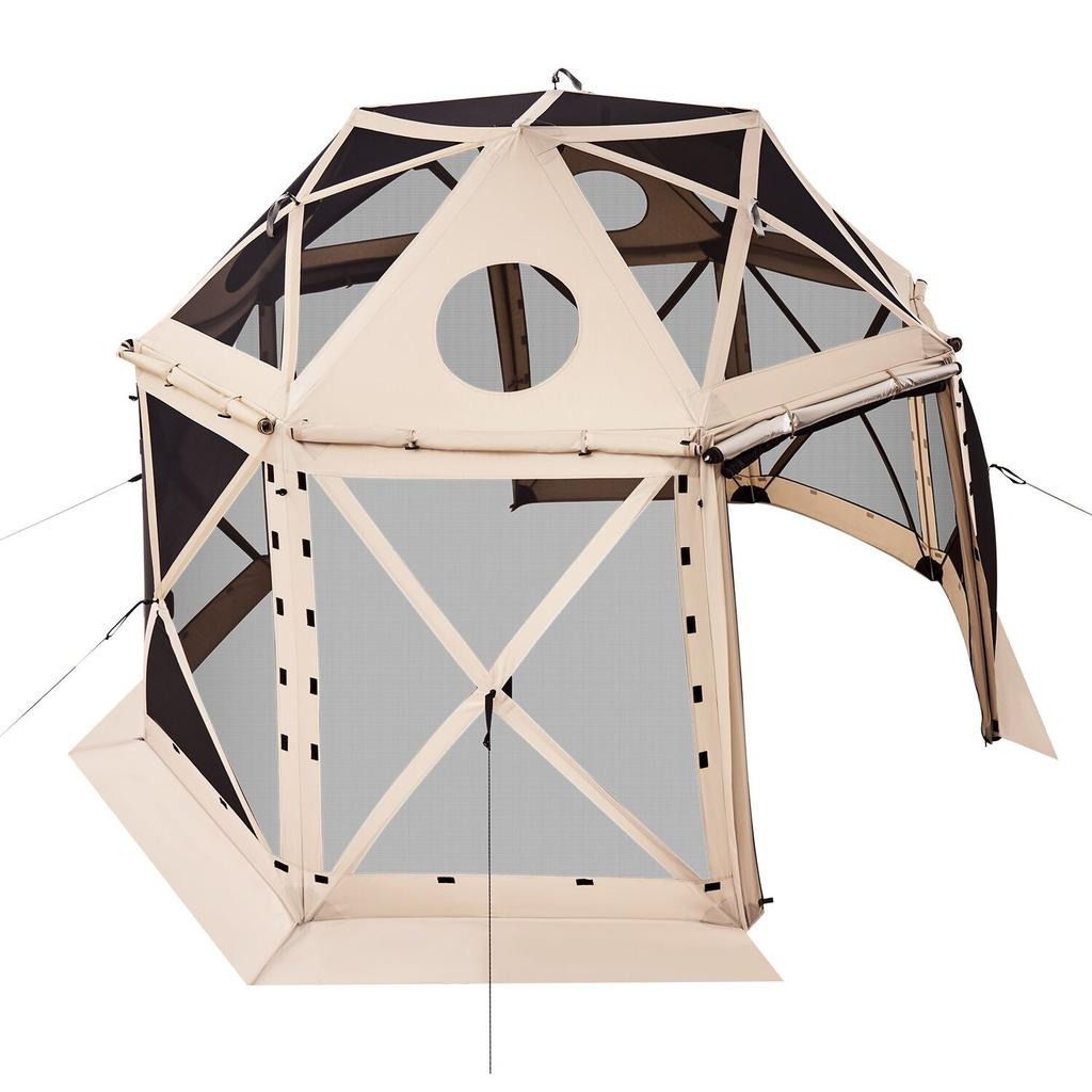 Pop up Gazebo Screen Tent, 3.6x3.6 m, 13-Sided Spherical Camping Canopy Tent with Removable Top & Carry Bag, Quick-Set & Bite-Proof, Screen House Sun